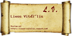 Liess Vitális névjegykártya